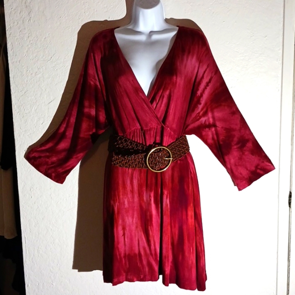Red Dragon Tie Dye dress. 1X